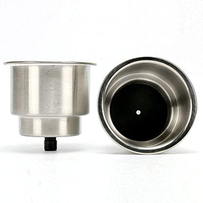 2 Pack Boat Cup Holder, Marine Stainless Steel Cup Drink Holder Insert with Drain for Marine Yacht RV