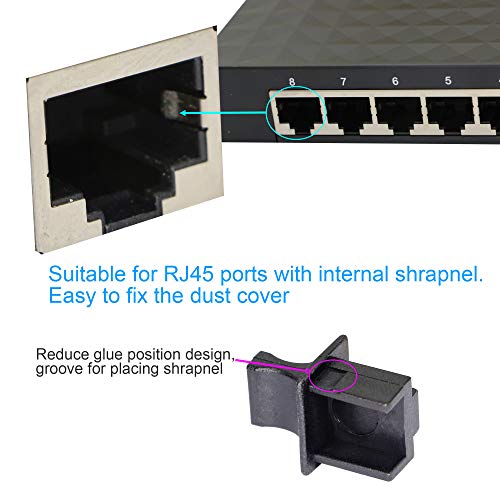 50PCS RJ45 Anti Dust Cover Cap Protector Protects Ethernet Hub Port by FENGQLONG (Black-Large)