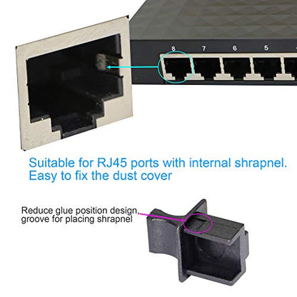 50PCS RJ45 Anti Dust Cover Cap Protector Protects Ethernet Hub Port by FENGQLONG (Black-Large)
