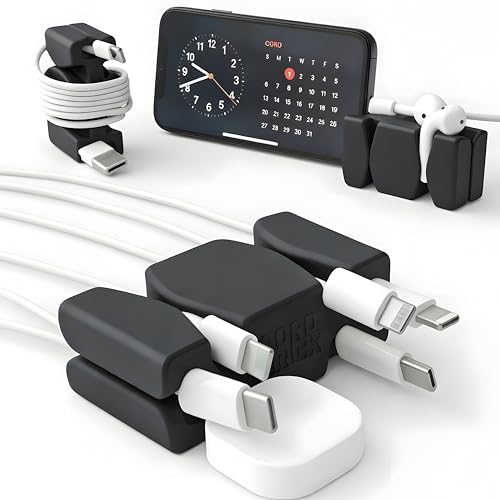CordBrick 2PK Silicone & Steel Weighted Nightstand Cord Holders. Travel Phone Charger Organizers. Useful iPhone Accessories. Small Gifts for Men, College Students. Tech Gadgets for Teens. Black - color: (A) Black, size: 2 Pack