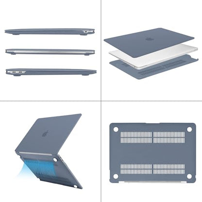 MOSISO Compatible with MacBook Air 13 inch Case M1 2021 2020 2019 2018 Release A2337 A2179 A1932 Touch ID, Plastic Hard Shell Cover&Keyboard Cover for MacBook Air 13.3 inch Case M1, Haze Blue - color: Haze Blue