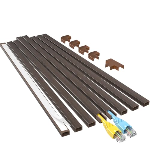 Yecaye Cord Hider, 113in Cord Covers for Wires on Wall, One-Cord Cord Organizer, Easy Install Cable Management Kit, Cable Cover Home Office, W0.59in H0.4in, Darkwood - color: Darkwood, size: Small