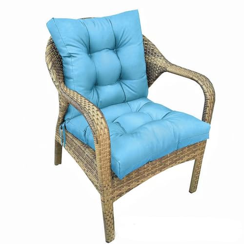 Outdoor Patio Fumiture Cushions Thicken Waterproof Patio Chair Cushion with Ties for Garden Indoor Kitchen, Dining Room, Office, 41.7"*20.8"*3" Sky Blue - color: Sky Blue