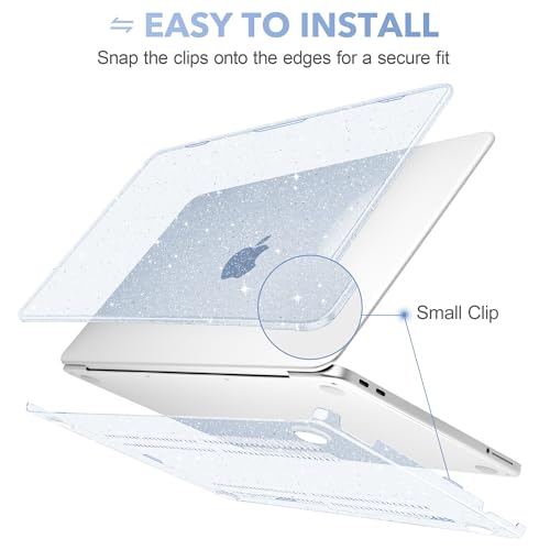 May Chen Compatible with MacBook Neo 13 inch Case 2026 Model A3404, Plastic Hard Shell,Keyboard Cover,Screen Protector,Dust Plug, for MacBook Neo 13" with A18 Pro Chip, Glitter Blue - color: Glitter Blue