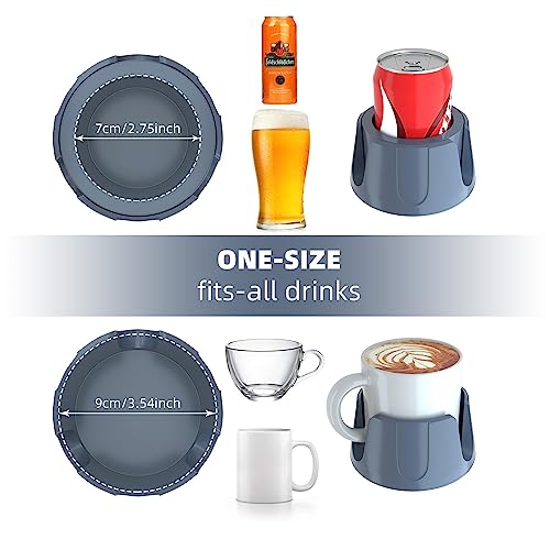 Anti-Spill Cup Holder, Drink Coaster with Anti-Slip Mat Fits Drink for Home Office Outdoors (Grey)