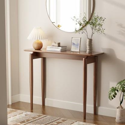 AQIMUELE Wood Console Table Walnut Entryway Table, Thin Console Table, Sofa Tables for Living Room (39.4'') - color: Walnut, size: 39.4"W x 11.8"D x 29.9"H