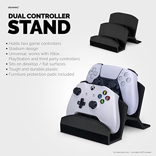 BRAINWAVZ Dual Game Controller Holder Desktop Stand - for PS5, Xbox Series X, One, PS4, Switch, PC, Gamepads & More UGDS06, Black - color: UGDS-06 Black
