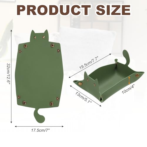 uxcell Leather Valet Tray, Folding Jewelry Tray Organizer Travel Dish Plate Desk Organizer for Women and Men Storage Jewelry Keys Wallet Coin, Green - color: Green