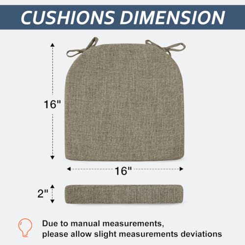 Basic Beyond Chair Cushions for Dining Chairs 4 Pack, Kitchen Chair Cushions with Ties and Non Slip Backing, 16 x 16 inches Chair Pads for Dining Chairs (Khaki) - color: Khaki, size: 16"x16"x2"(Pack of 4)