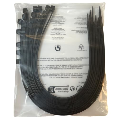 36 Inch Extra Long Zip Ties Heavy Duty For Outdoor Use,175 Pounds Tensile Strength,UV Resistant,12 Pieces,Black - color: Black