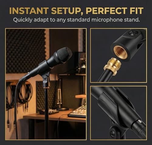 Universal Microphone Clip Holder with 5/8" Male to 3/8" Female Screw Adapter Suitable for Handheld Microphones, 4 Pack