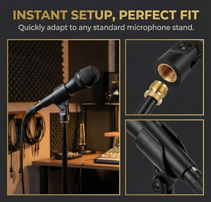 Universal Microphone Clip Holder with 5/8" Male to 3/8" Female Screw Adapter Suitable for Handheld Microphones, 4 Pack
