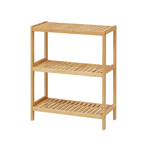Bamboo Bathroom Shelf, Stand Utility Storage Shelf Multifunctional Bathroom Kitchen Living Room Holder Plant Flower Stand (3-Tier) - size: 3-Tier-1