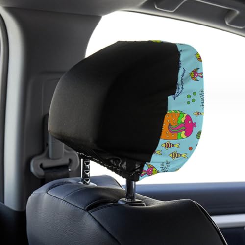 BAOZOON 4 Pcs Car Headrest Cover Blanks Elastic Universal Auto Head Rest Protectors Heat Transfer Headrest Dustproof Cover Soft Car Seat Headrest Cover for Most Car Vehicle(White, Black) - color: White, Black