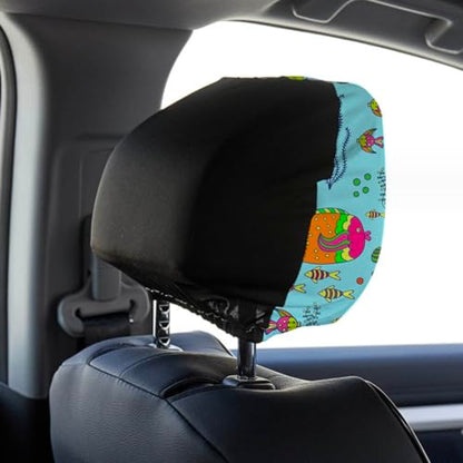 BAOZOON 4 Pcs Car Headrest Cover Blanks Elastic Universal Auto Head Rest Protectors Heat Transfer Headrest Dustproof Cover Soft Car Seat Headrest Cover for Most Car Vehicle(White, Black) - color: White, Black