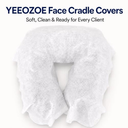 500 Count Disposable Face Cradle Covers for Massage Table | Soft Spunlace Massage Table Headrest Covers, 12 x 16 Inch Face Rest Covers for Spa, Salon, Chiropractic & Tattoo, White - size: 500 pcs