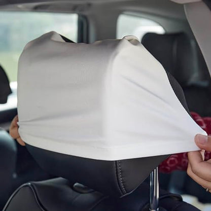 BAOZOON 4 Pcs Car Headrest Cover Blanks Elastic Universal Auto Head Rest Protectors Heat Transfer Headrest Dustproof Cover Soft Car Seat Headrest Cover for Most Car Vehicle(White) - color: White