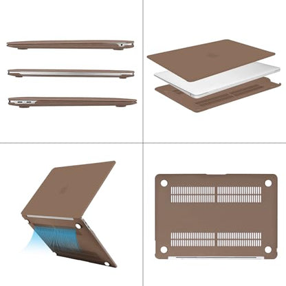 MOSISO Compatible with MacBook Air 13 inch Case M1 2021 2020 2019 2018 Release A2337 A2179 A1932 Touch ID, Plastic Hard Shell Cover&Keyboard Cover for MacBook Air 13.3 inch Case M1, Caramel Brown - color: Caramel Brown