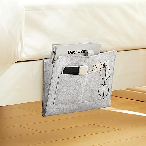 YOUDENOVA Bedside Caddy, Bedside Organizer for Dorm Room, Bunk Bed, Light Grey - color: Light Grey