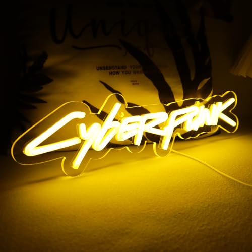 WonderfulLife Game Cyberpunk Neon Sign for Game Zone Decor,Shooting Games Led Lights for Man Cave Gaming Room Internet Bar or Bedroom Decoration.5V USB Powered,Easy Hanging. - color: cyberpunk