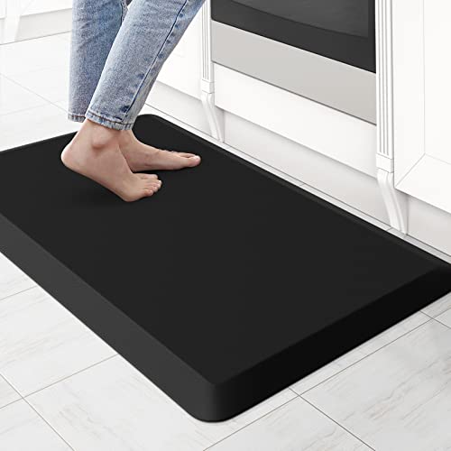KitchenClouds Kitchen Mat Cushioned Anti Fatigue Kitchen Rug Non Slip Standing Mat Comfort Floor Mats for Sink Office (17.3"x28"- 0.8inch,Black) - color: Black, size: 28"L x 17.3"W x 0.8"Th