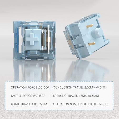 ZhouWang Dreamlike Blue Switch,3 Pin Replacement Pre-Lubricated Dustproof Clicky Keyboards Switch,Suitable clickers for 3D Prints and MX Mechanical Keyboard（90Pcs） - color: Dreamlike(Clicky), size: 90Pcs