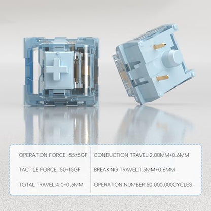 ZhouWang Dreamlike Blue Switch,3 Pin Replacement Pre-Lubricated Dustproof Clicky Keyboards Switch,Suitable clickers for 3D Prints and MX Mechanical Keyboard（90Pcs） - color: Dreamlike(Clicky), size: 90Pcs