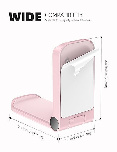 Lamicall Headphone Stand, Sticky Headset Hanger - Adhesive Headphone Holder Hook Mount, Headset Stand Holder Clip Under Desk, Earphone Clamp for Airpods Max, HyperX, Sennheiser, Pink - style: Pink - One Pack
