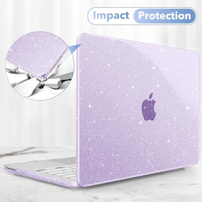 May Chen Compatible with MacBook Neo 13 inch Case 2026 Model A3404, Plastic Hard Shell,Keyboard Cover,Screen Protector,Dust Plug, for MacBook Neo 13" with A18 Pro Chip, Glitter Purple - color: Glitter Purple