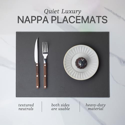 Baroyal Faux Leather Placemats Set of 6 Vinyl Washable Wipeable Table Mats for Kitchen Dining Table Heat Resistant Waterproof Modern Indoor/Outdoor Placemats Non-Slip Easy Clean Place Mats (Dark Gray) - color: B-dark Gray