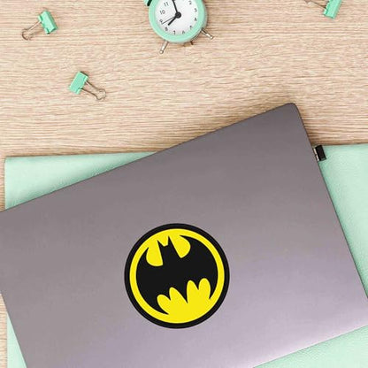 DC Comics Batman Logo Adhesive Vinyl Decal - Iconic Batman Sticker for Car, Window, or Laptop - color: Black/Yellow