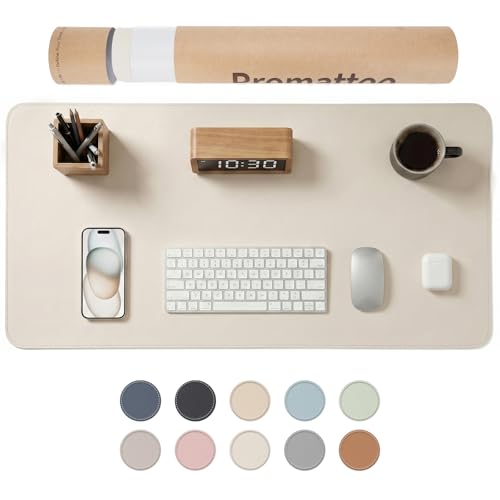 Large Desk Pad Non-Slip Desk Mat Protector for Keyboard Mouse Waterproof Vegan Leather Surface Faux Leather Laptop Mat Smooth Mouse Pad Premium Gift Tube Creamy White 31.5" x 15.7" - color: Creamy White, size: 31.5" x 15.7"