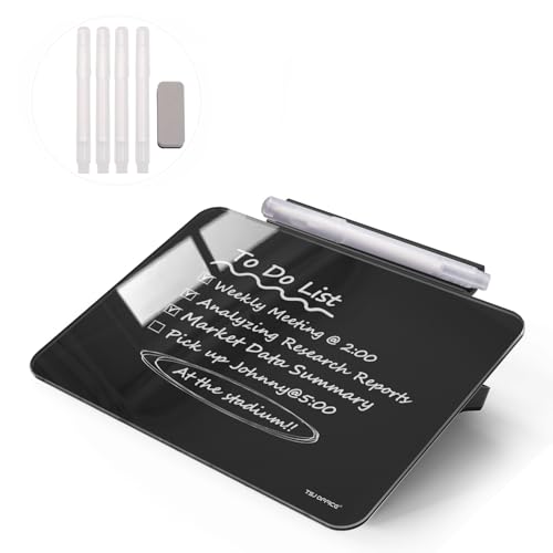 Small Desktop Glass Dry-Erase Whiteboard - 8 X 6 Inches Tabletop Easel Whiteboard with Stand, Desk Board Buddy for Artist, Teacher and Student - color: 8 X 6 Inches - Black