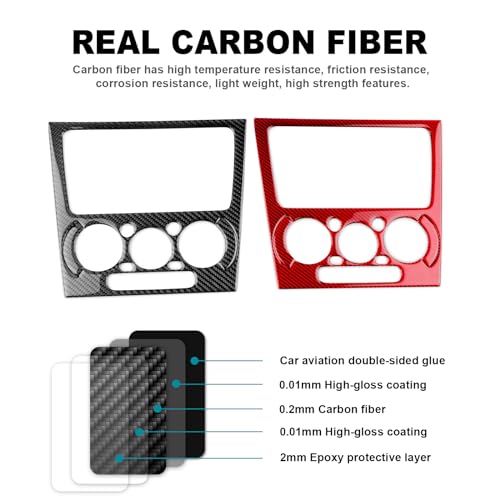 AIRSPEED for Subaru Impreza 2005 2006 2007 Center Screen AC Button Frame Cover Carbon Fiber Center Console Air Condition Button Interior Trim Accessories, Red - color: AC Button Frame Red