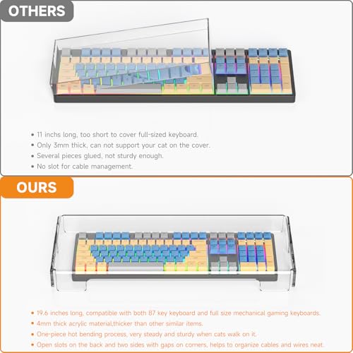 BEEGO Mechanical Computer Keyboard Cover - Clear Acrylic Keyboard Cover Keyboard Dust Cover Mechanical Keyboard Cover Full Size Keyboard Protector - color: Clear, size: 1 PCS