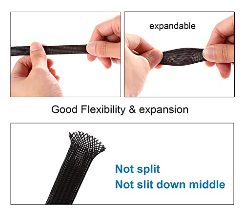 100ft - 1/2 inch PET Expandable Braided Sleeving – Black – Alex Tech Braided Cable Sleeve - color: Black, size: 1/2"-100ft