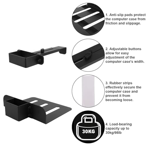 Under Desk PC Mount for Standing Desk, Heavy Duty Clamp-On Computer Tower Mount Adjustable Height & Width No Drilling CPU Holder