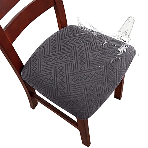 Genina Waterproof Chair Seat Covers Dining Room Chair Covers Stretch Seat Cover for Dinning Room Chair Protector Slipcovers for Kitchen, Hotel (2, Pattern1-Dark Gray) - color: Pattern1-dark Gray