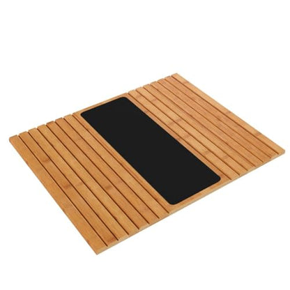 GEHE Couch Arm Tray Table, Flexible/Foldable Sofa Armrest Tray, Couch Armrest Table Cup Holder Great for Drinks Snacks Remote Control, Portable Side Table and Anti-Slip Bottom - color: Natural Bamboo