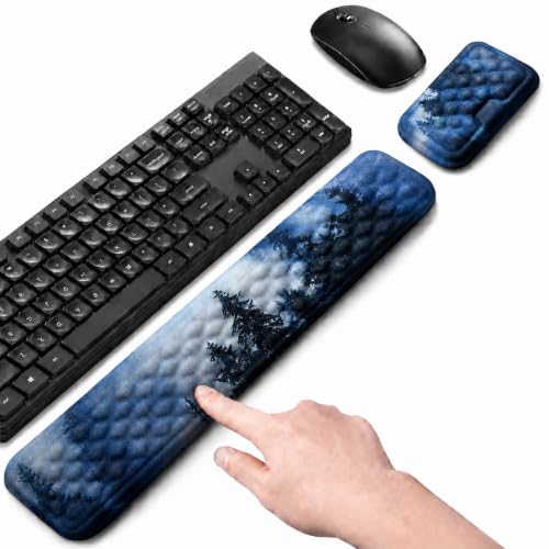 Keyboard Wrist Rest Mouse Wrist Support, Memory Foam Wrist Rest Pad for Computer Laptop, Ergonomic Wrist Cushion Support for Typing Pain Relief, Gaming Home Office, Forest - color: Forest
