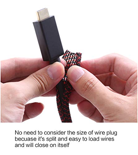 Alex Tech 25ft - 1/4 inch Cord Protector Wire Loom Tubing Cable Sleeve Split Sleeving For USB Cable Power Cord Audio Video Cable – Protect Cat From Chewing Cords - Blackred - color: Blackred, size: 1/4"-25ft