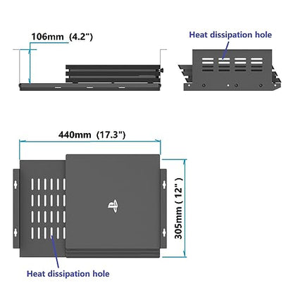 Under Desk Computer Mount for Small Form Factor SFF Computers and PCs,Using Space 17.3" x H 4" x D 12", Compatible with PlayStation 4, PS4 Slim, PS4 Pro,Gaming Under Desk(4inch High) - size: 4inch High