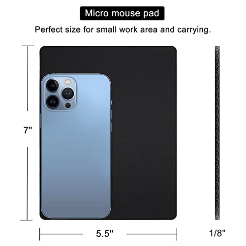 Small Mouse Pad Black, Mini Mouse Pads for Wireless Mouse and Laptop Computer, Portable Mousepad with Non-Slip Rubber Base & Waterproof Surface - 5.5 x 7 Inches - color: Aesthetic Black, size: 7L x 5.5W inches