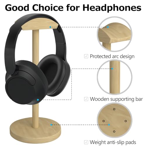 Headphone for Desk Hanger Holder Organizer Keeper Racks Storage Mount Gaming Headset Stand Premium Functional Craftmanship Headset Stand (Wood Tone) - color: wood tone