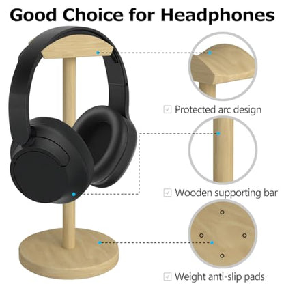 Headphone for Desk Hanger Holder Organizer Keeper Racks Storage Mount Gaming Headset Stand Premium Functional Craftmanship Headset Stand (Wood Tone) - color: wood tone