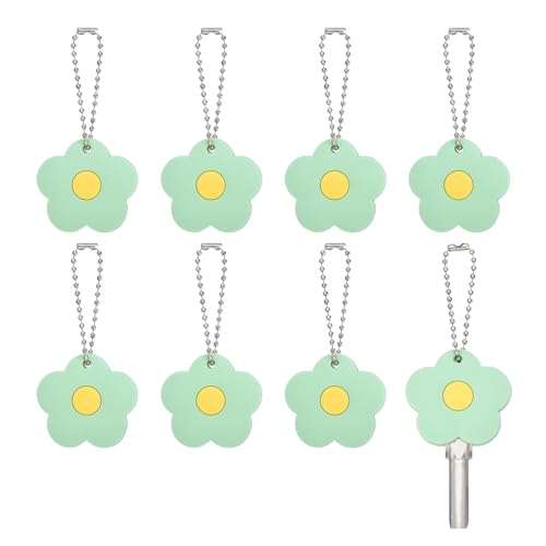 PATIKIL 8Pcs Key Covers Caps, PVC Flower Key Identifiers Markers Tags Covers Case Shell Head Protector Caps Toppers for 1.18" Flat for Office House Apartment Accessories, Green - color: Green, size: 1.18"