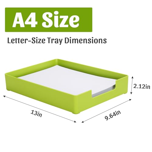 Letter-Size Tray Desk Letter Tray Paper Tray, Sturdy Heavy-Duty Plastic Printer Paper Tray, Single-Tier Stackable File Storage Organizer for Office Home (Green) - color: Green