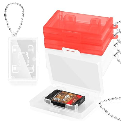 ASTONEY 10PCS Mini Game Card Cases with Keychain Compatible with Nintendo Switch 2 / Switch OLED / Switch / Switch Lite – Holds One Game Card and One Micro SD – Clear Portable Travel Storage Box - color: Red