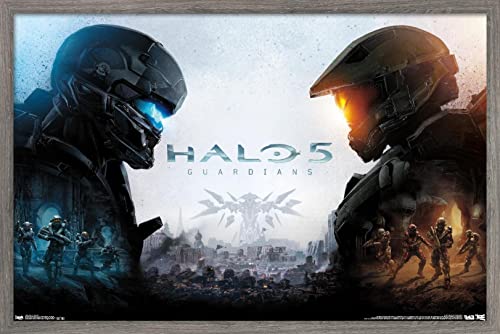 Trends International Halo 5 - Key Art Wall Poster, 22.4L x 14.7W, Barnwood Framed Version - color: Barnwood Framed Version, size: 22.4"L x 14.7"W