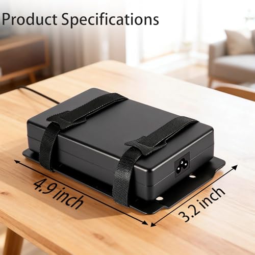 2 Pcs Universal Metal Laptop Charger Holder, Adjustable Under Desk Power Brick Mount Organizer for Charging Bricks & Cables Space Saving Power Adapters Mount, Secure Supply Holder for Chargers,Black - size: Middle